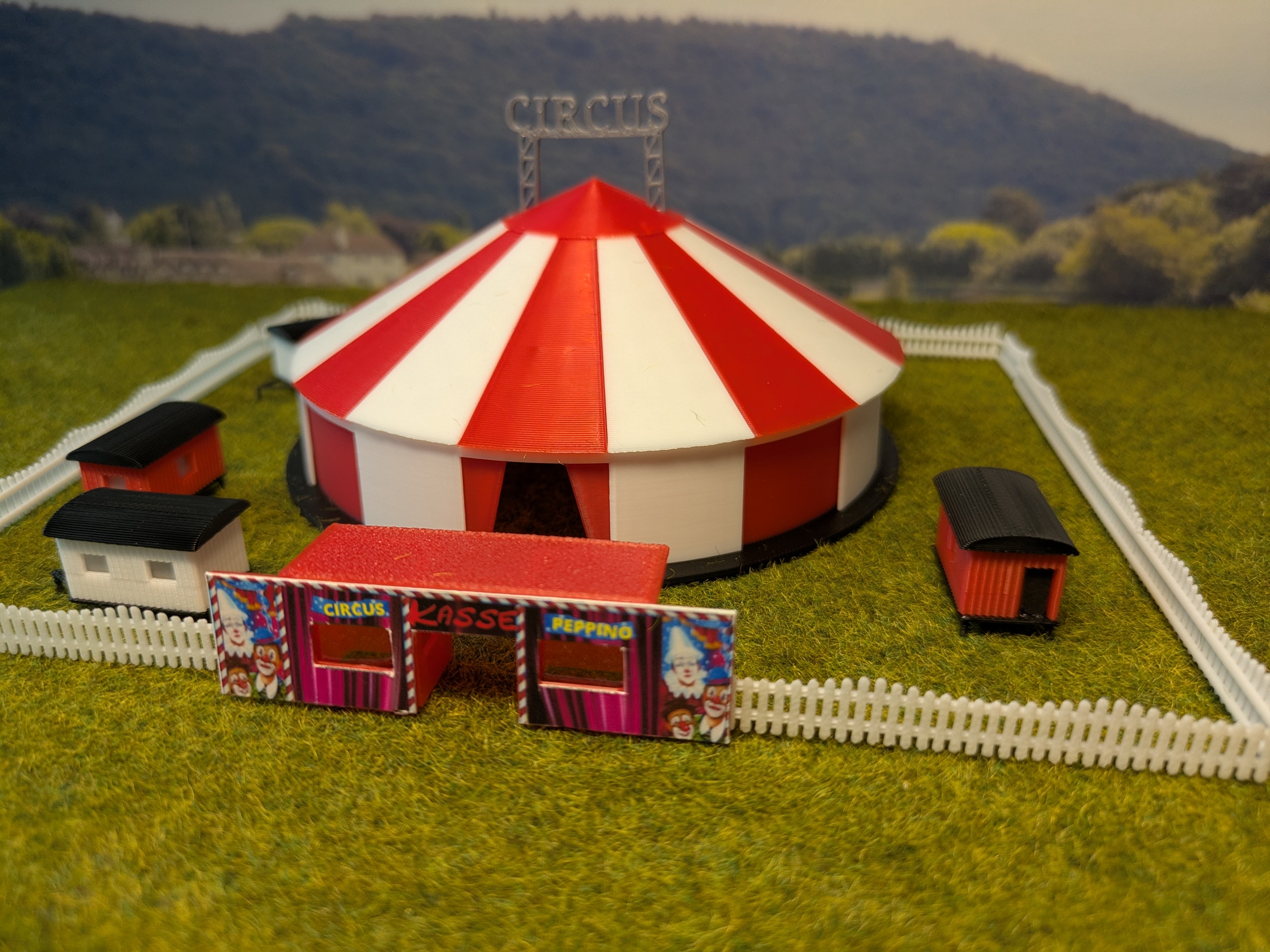 Zirkus Spur H0 Zirkuszelt mit Kasse und Wagen 1:87 Bausatz