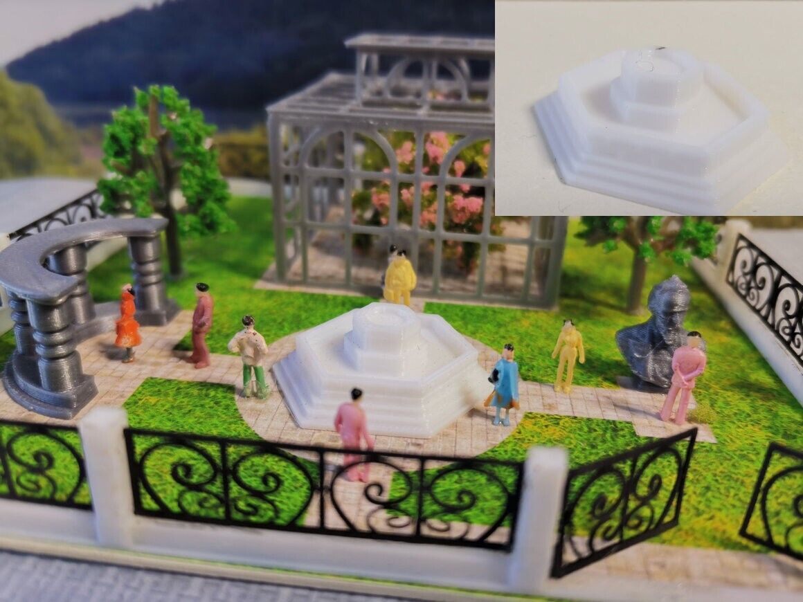 Springbrunnen Spur Z | Fontäne | Fertigmodell | 1:220 Weiß
