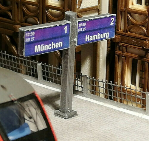 Zugzielanzeiger 4 Stück DB N | Bahnsteig | Bahnhof |1:160 zweigleisig