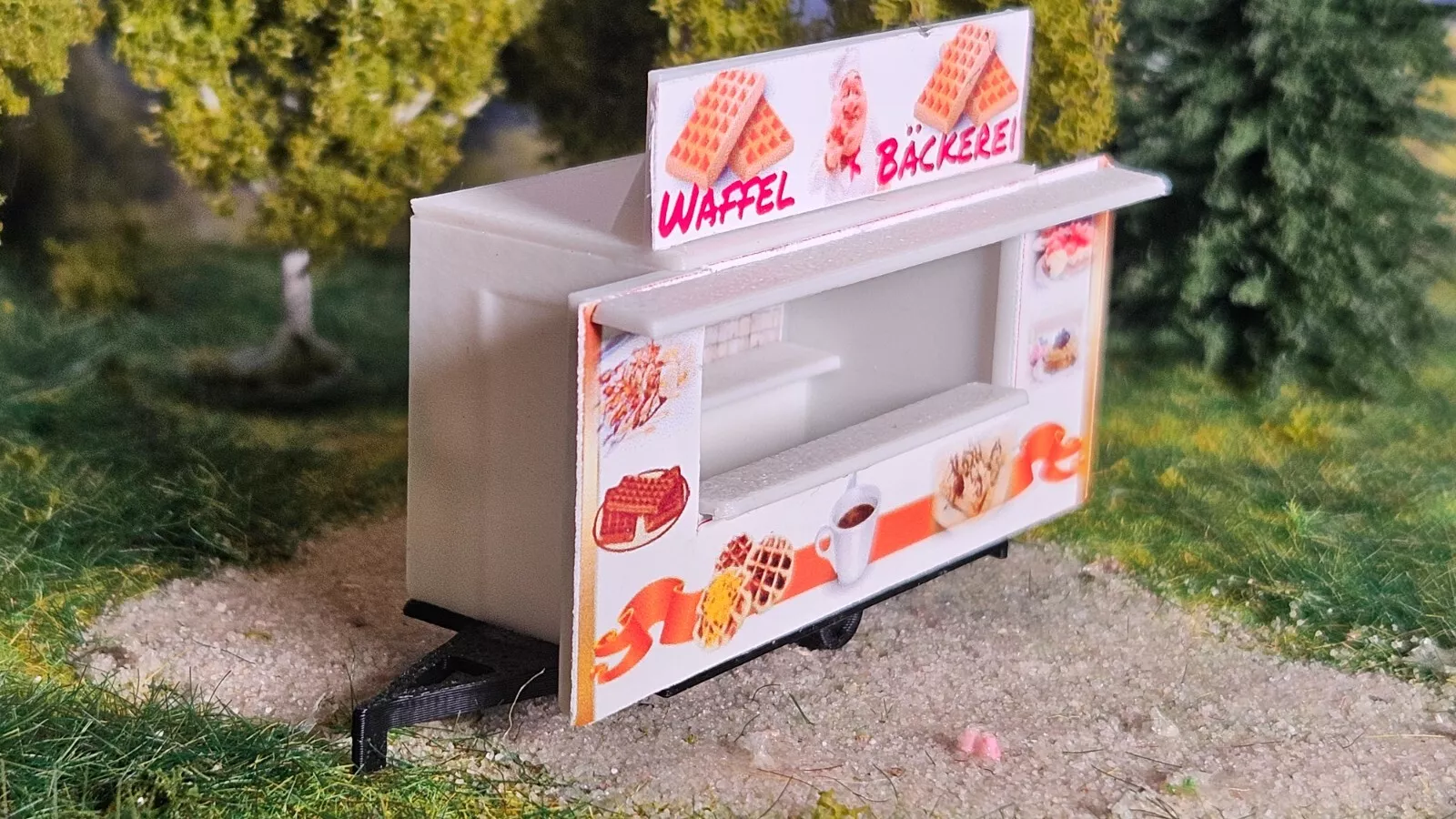 Kirmesbude "Waffelbäckerei" | Verkaufswagen | Spur H0 1:87 | Lasercut Bausatz