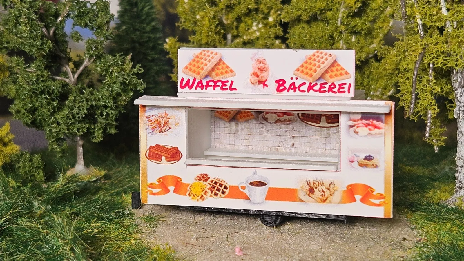 Kirmesbude "Waffelbäckerei" | Verkaufswagen | Spur H0 1:87 | Lasercut Bausatz