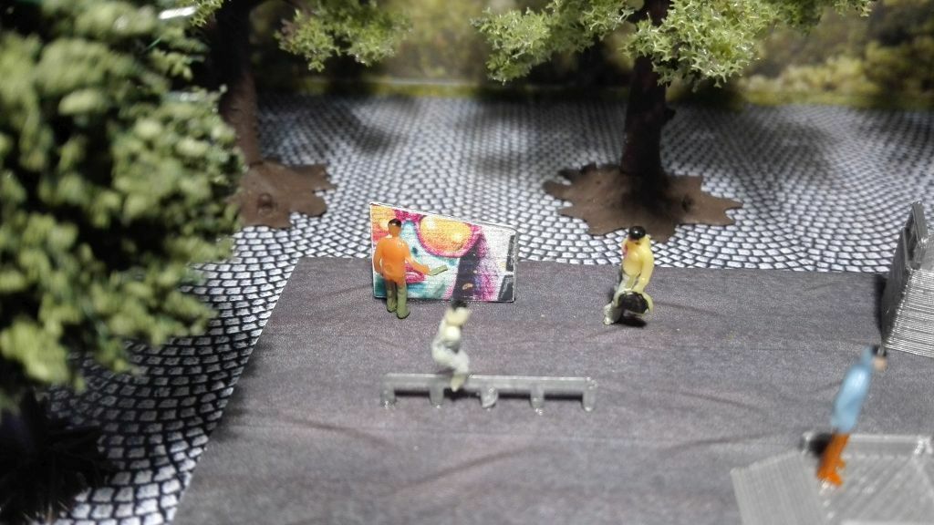 Skating / Skateboard Bahn mit Graffiti Wand | Spur N 1:160 | Bausatz